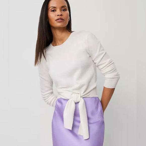 Ann Taylor Tie waist medium cashmere sweater new